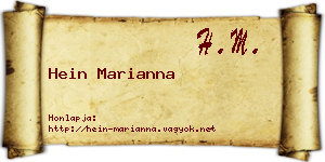 Hein Marianna névjegykártya
